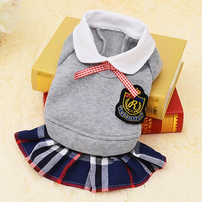 Cute Dog Clothes in Gray Dress