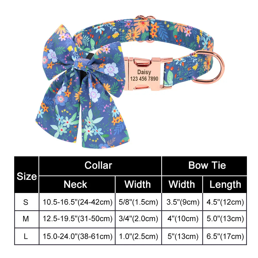 Dog Collar Bow in Blue Flower