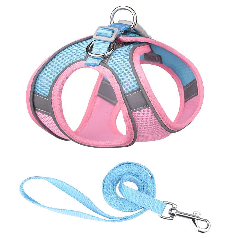 Dog Harness With Reflective in Pink Blue
