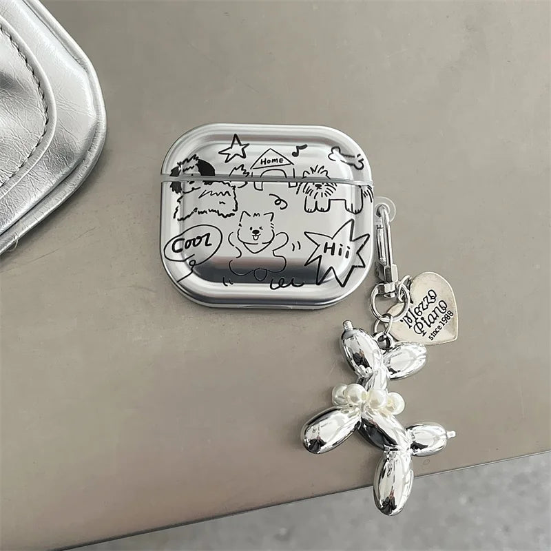 Balloon Dog Airpod Case in Silver Color