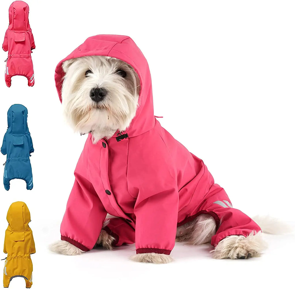 Dog Raincoat With Hood in Red