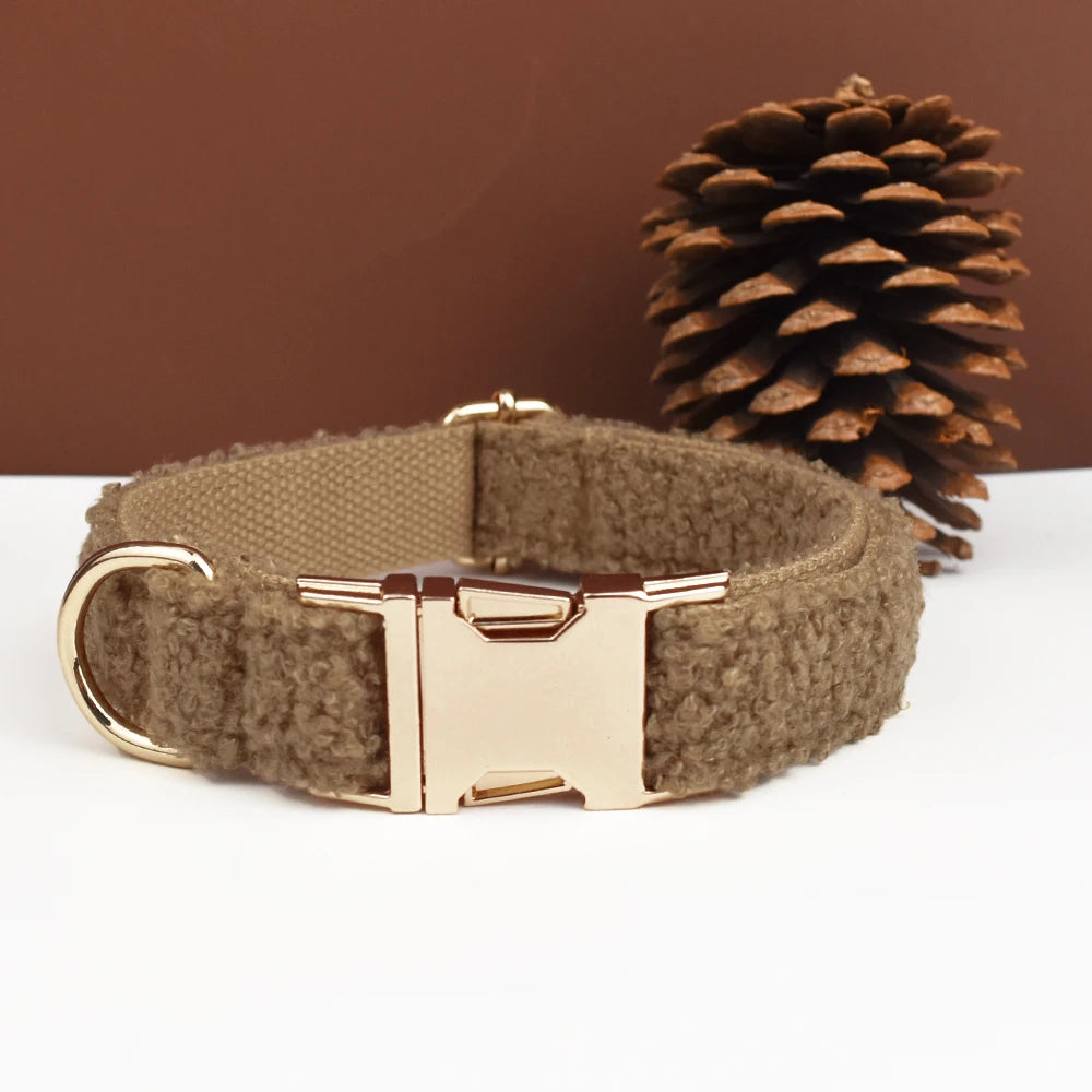 Pink Personalized Dog Collar in Brown Collar