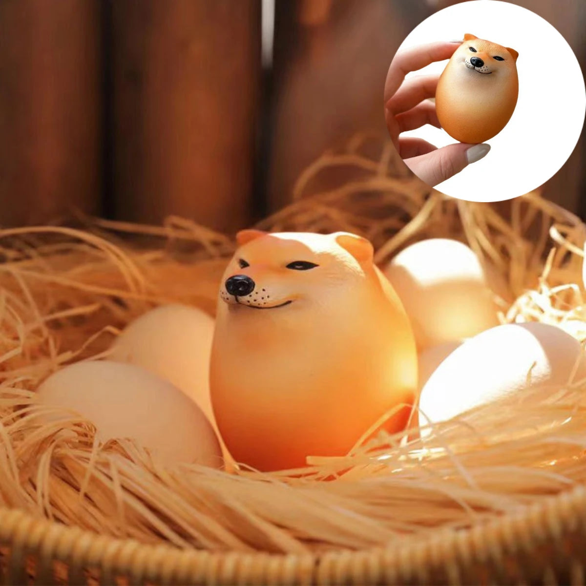 Creative Shiba Inu Realistic Egg Shape PVC Desk Decor