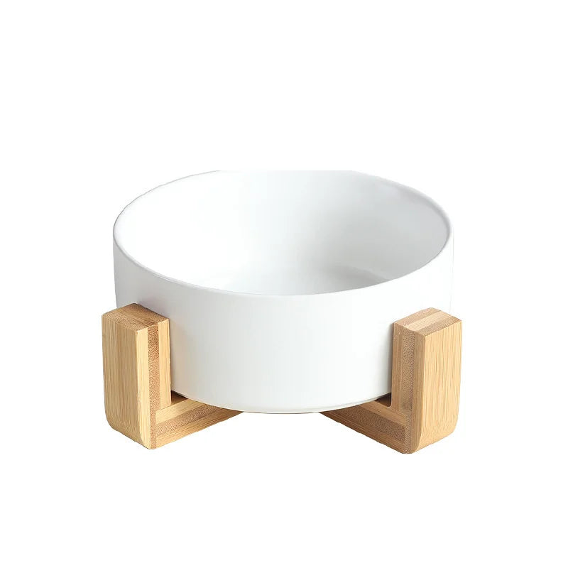 Dog Food Bowl With Stand in White with Stand