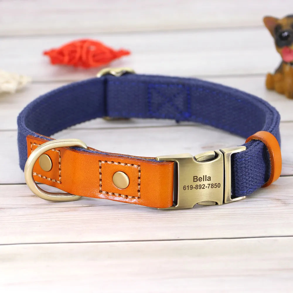 Personalized Adjustable Dog Collars in Deep Blue
