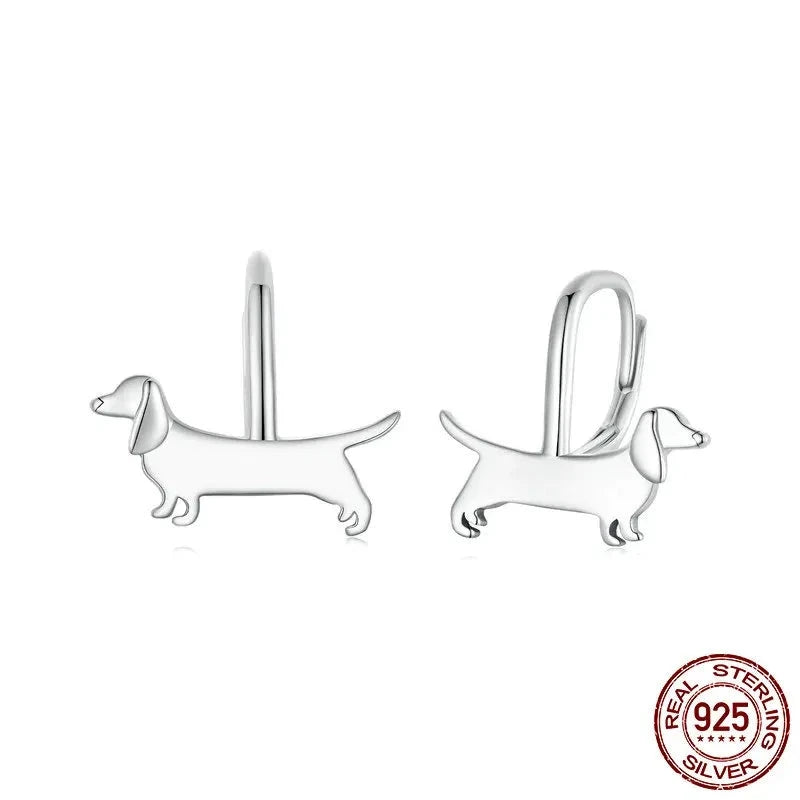 Dog Earrings Sterling Silver