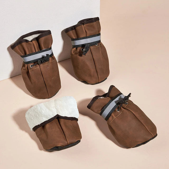 Non Slip Dog Shoes in Brown (Fleece)