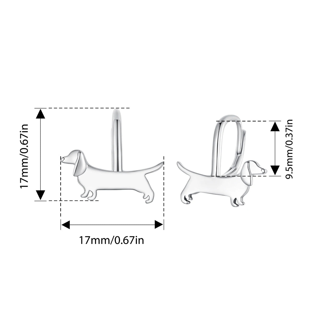 Dog Earrings Sterling Silver, photo 3