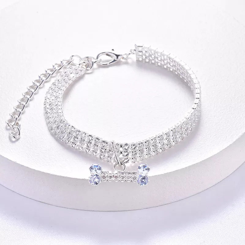 Diamond Dog Collar in Silver