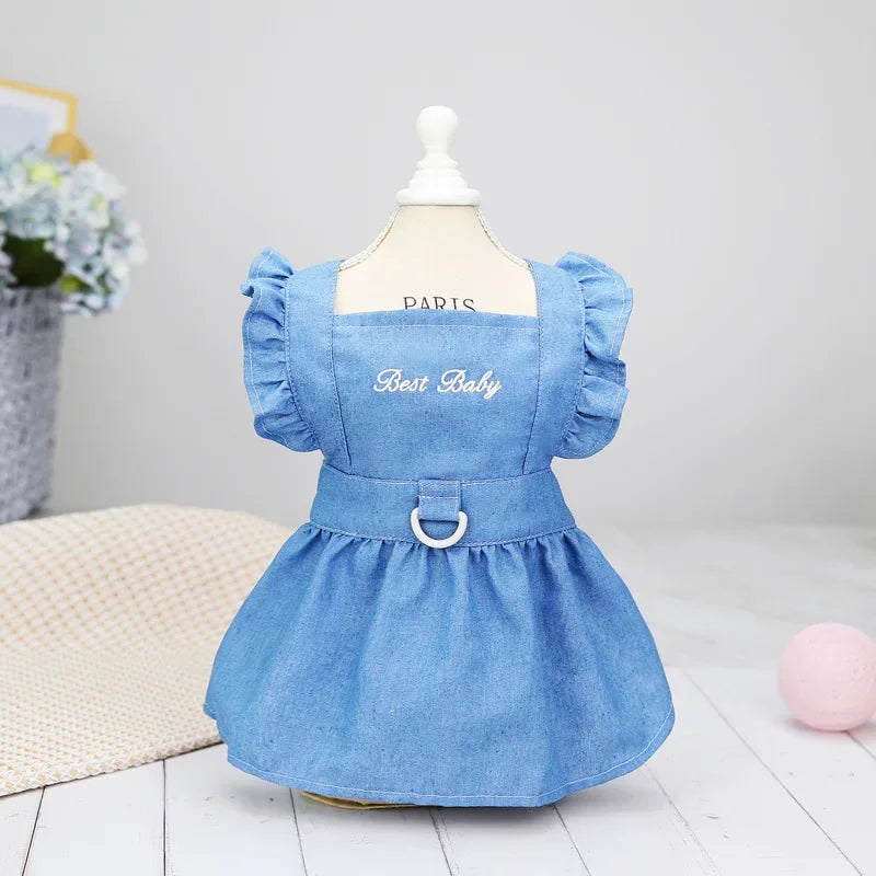 Blue Dog Dress in Light Blue