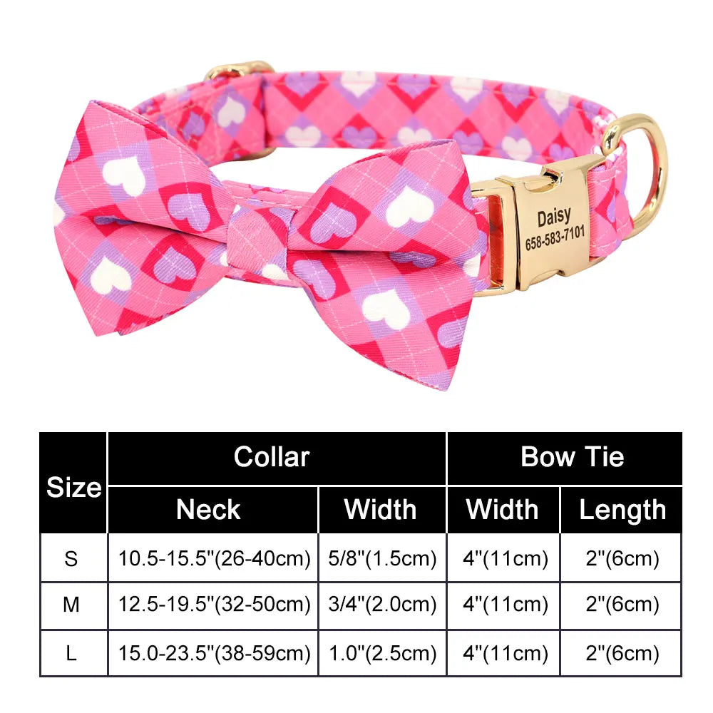 Dog Collar Bow in Pink Heart