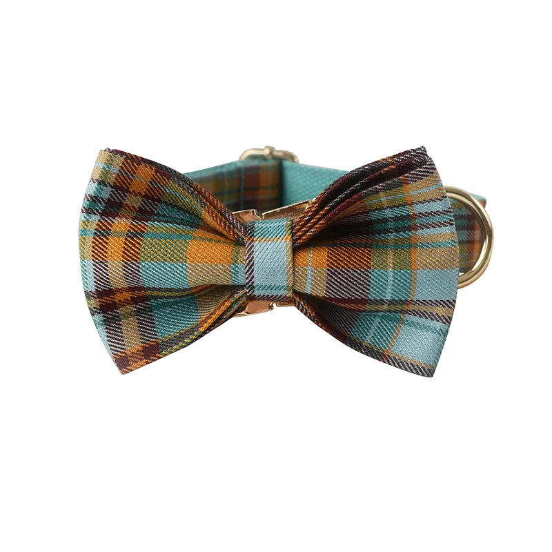 Grid Design Dog Collar in Bow Collar