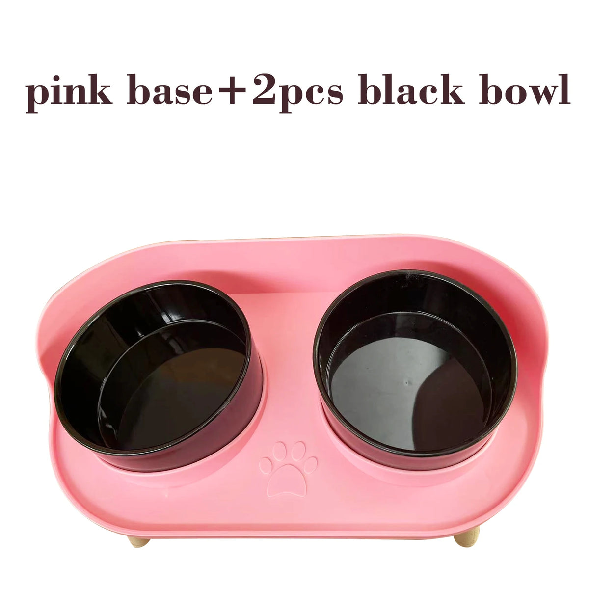 Double Dog Bowl in Pink Base & 2pcs Black Bowl