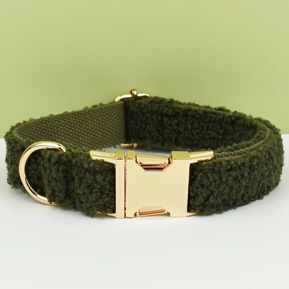 Pink Personalized Dog Collar in Green Collar