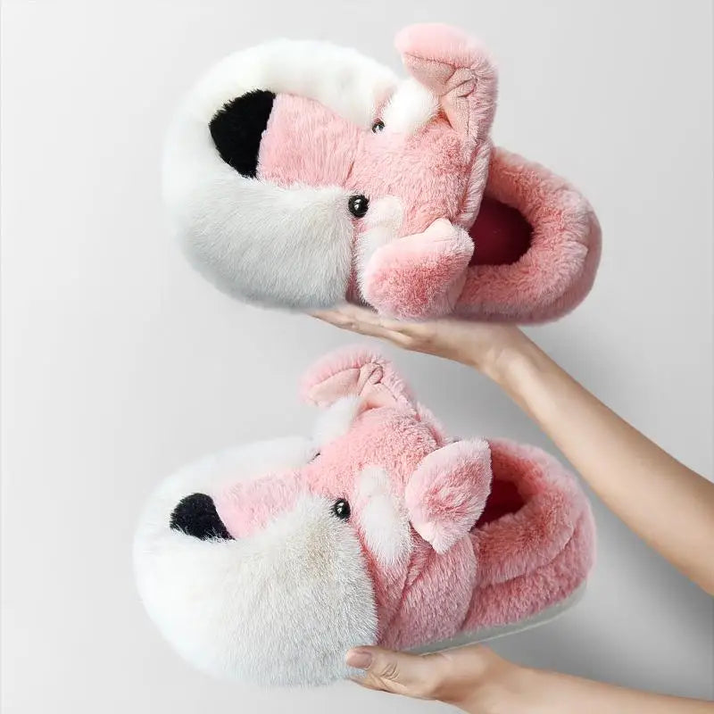 Fluffy Schnauzer Slippers in Pink Shoes