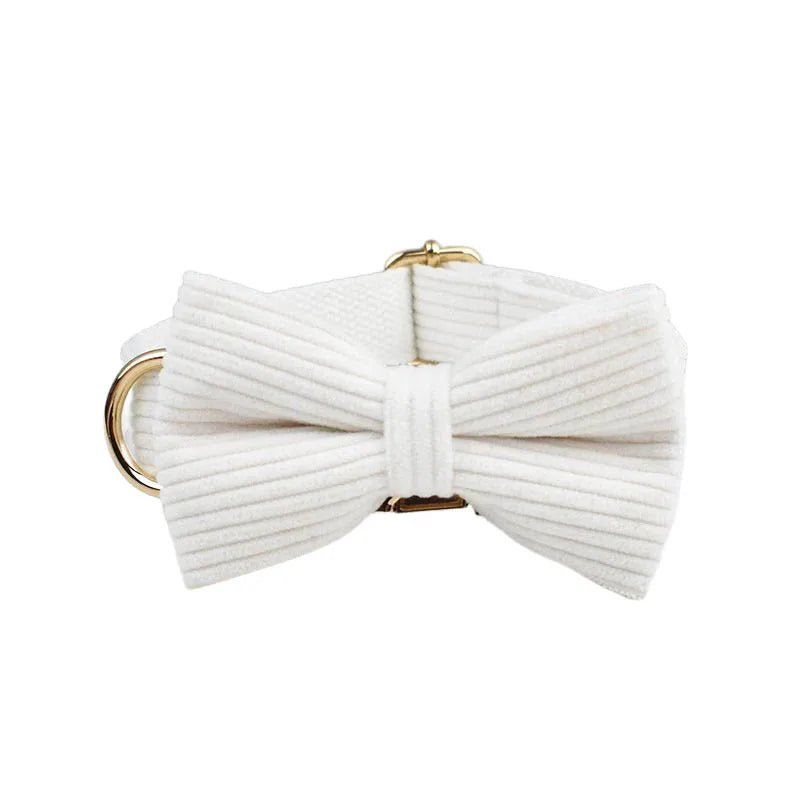 White Dog Harness in Bow Collar