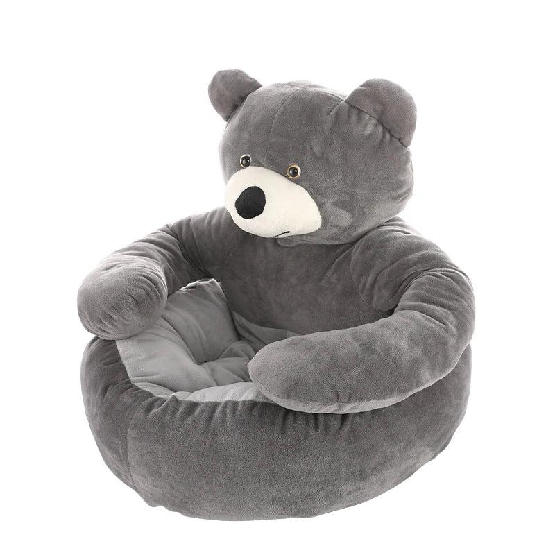 Soft Bear Plush Dog Bed in Grey
