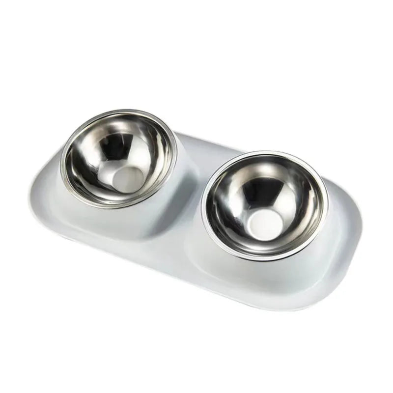 Dog Food And Water Bowls in Grey