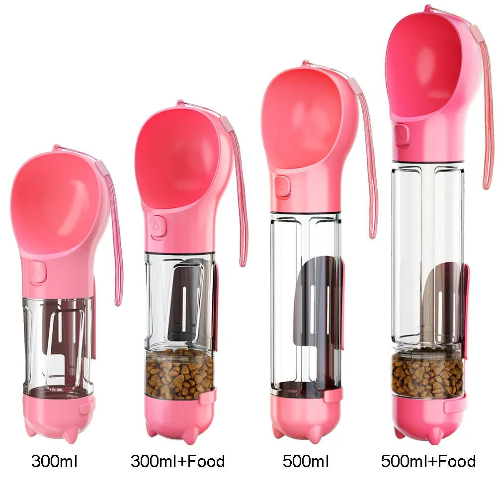 3 In 1 Dog Water Bottle in Pink