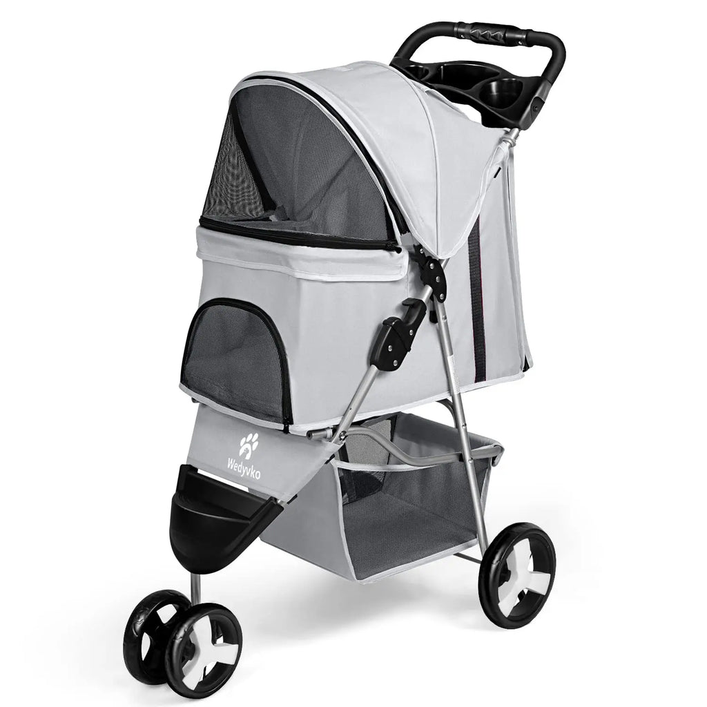 Folding Dog Stroller in Grey