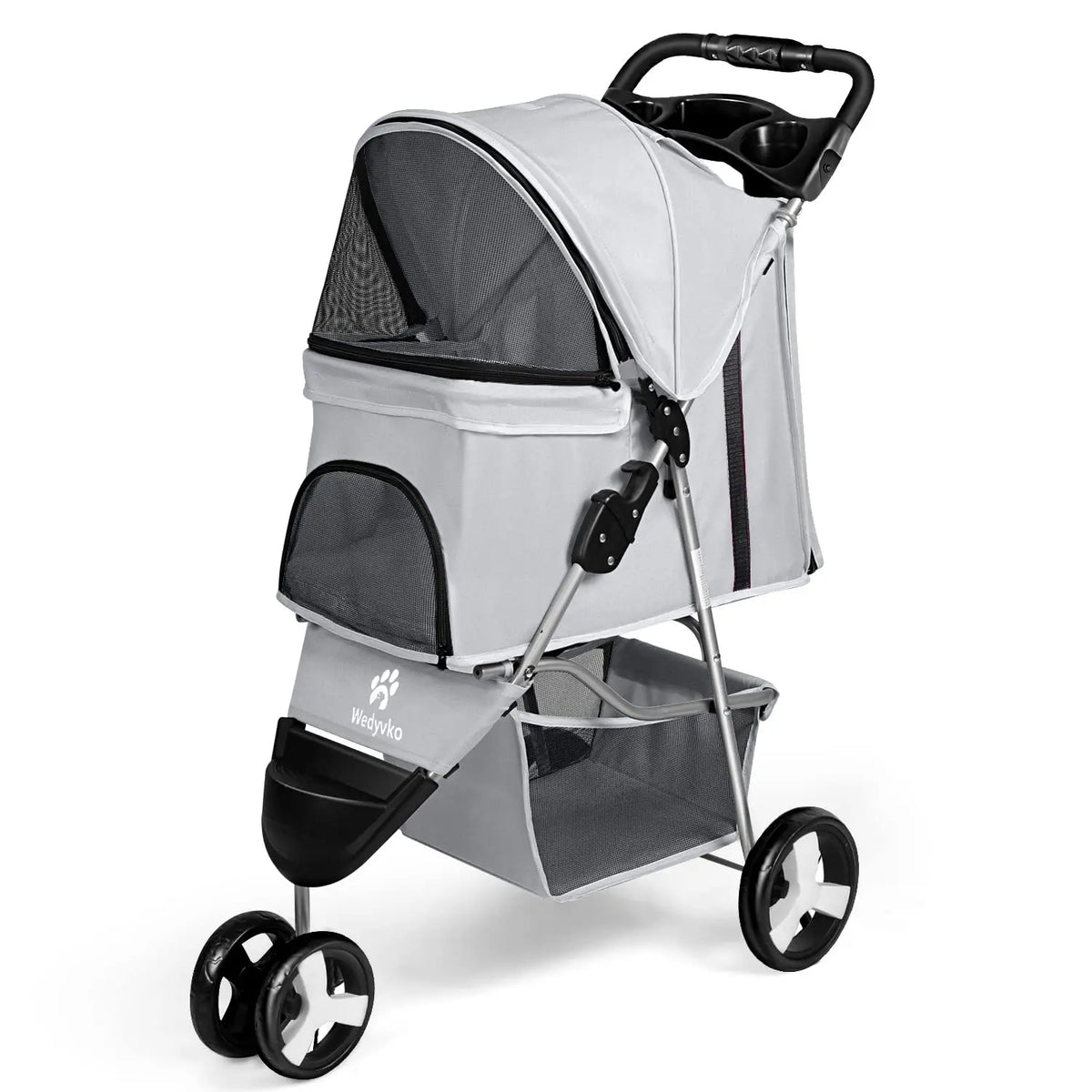 Folding Dog Stroller in Grey
