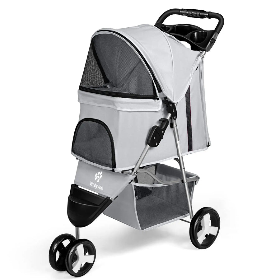 Durable Oxford Cloth Construction: Made with high-quality bending resistant steel frame, this pet stroller can accommodate small animals up to around 33 lbs. The water-resistant and scratch-resistant 600D Oxford Cloth ensures long-lasting use.