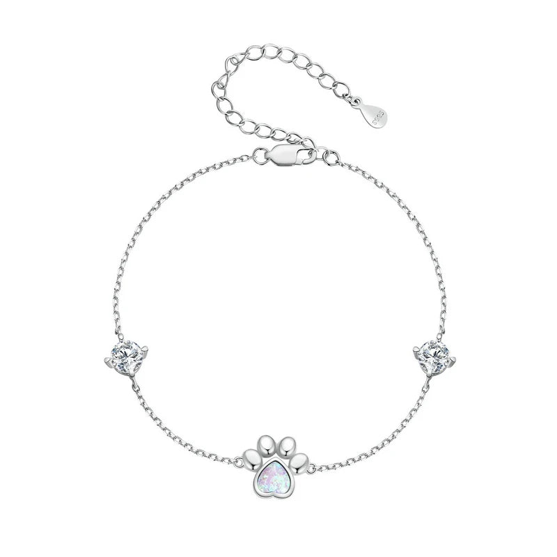 Dog Opal Paw Bracelet in Silver