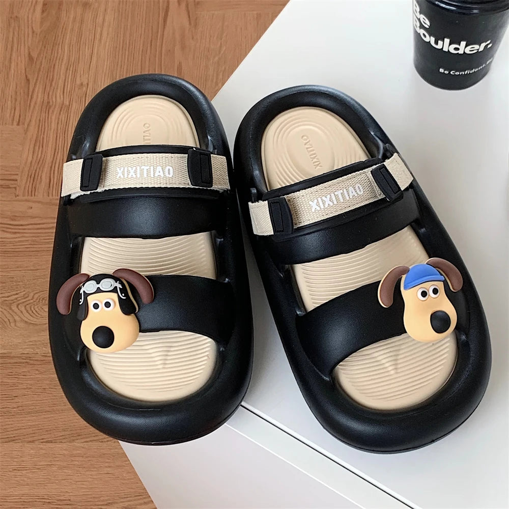 Dog Dad Slippers in Black