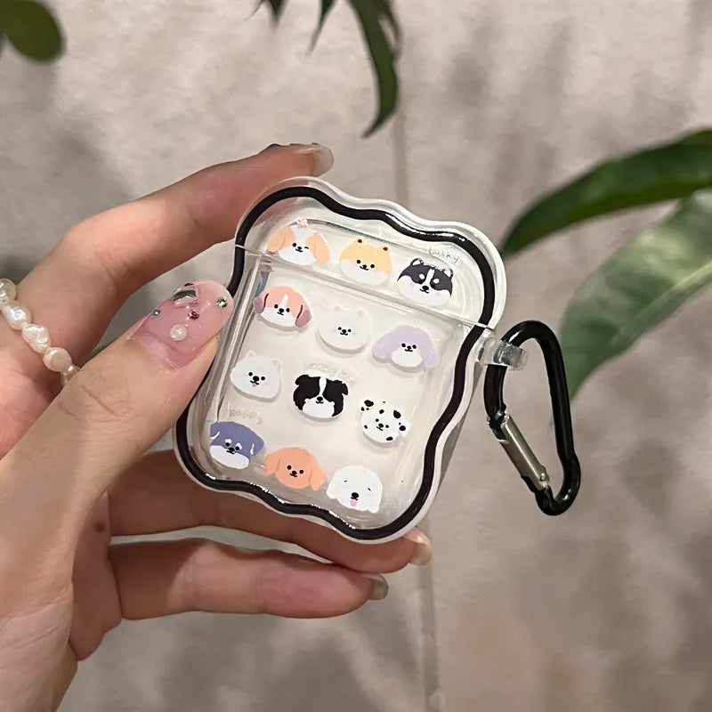 Korean Cartoon Dog Airpods Case in Black