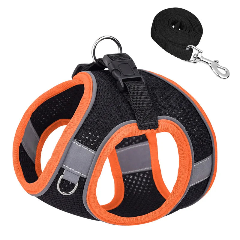 Dog Harness With Reflective in Orange Black