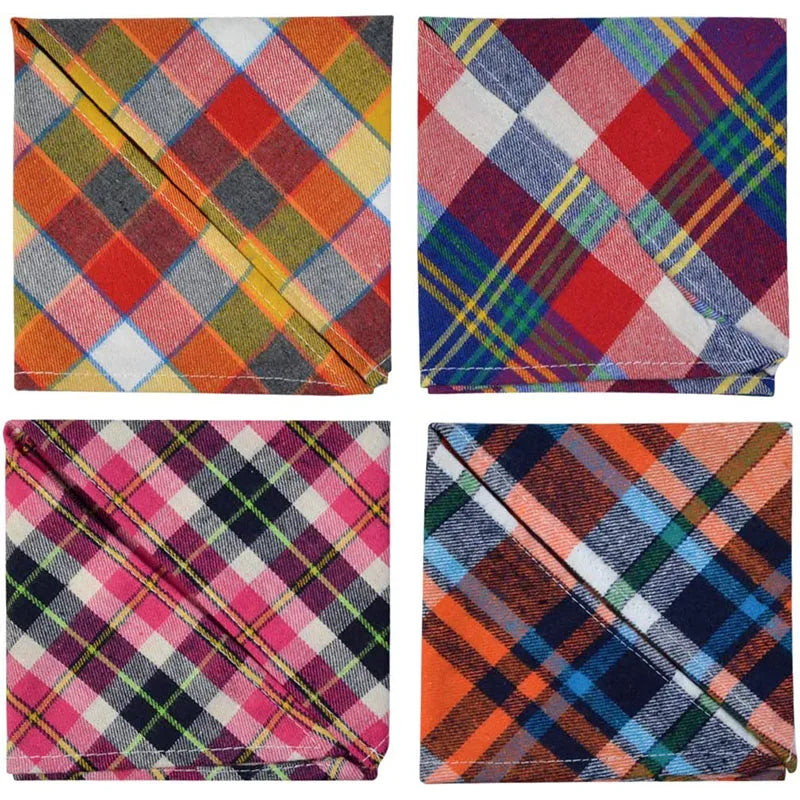 Dog Plaid Cotton Bandanas