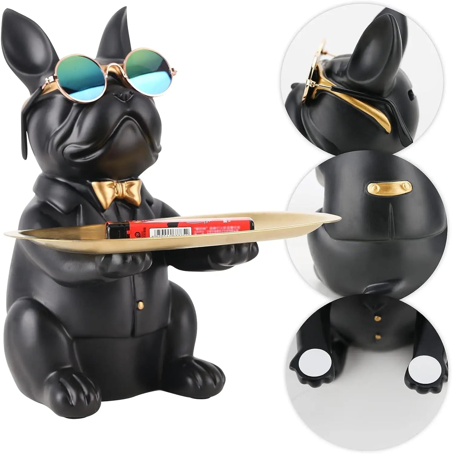 Resin Bulldog Storage Tray Statue