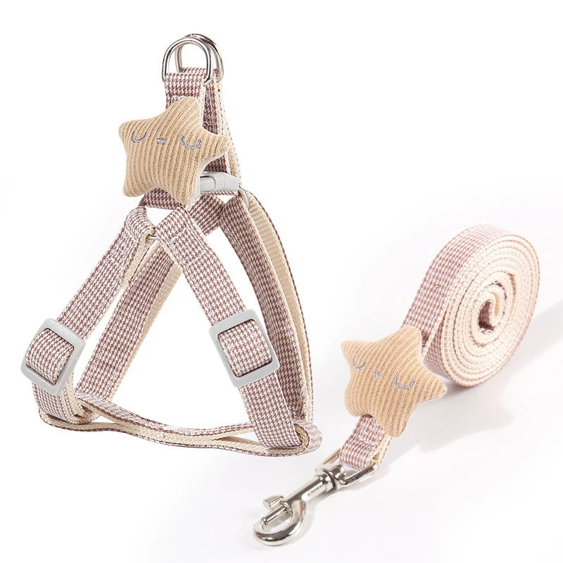 Cute Small Dog Harness in Starfish Khaki