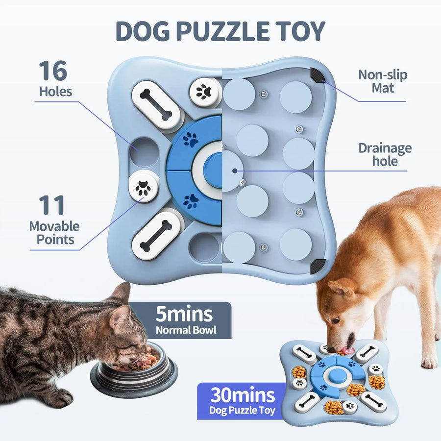 Keeps smart dogs busy and engaged, promoting mental stimulation and preventing boredom, anxiety, and destructive behavior.
