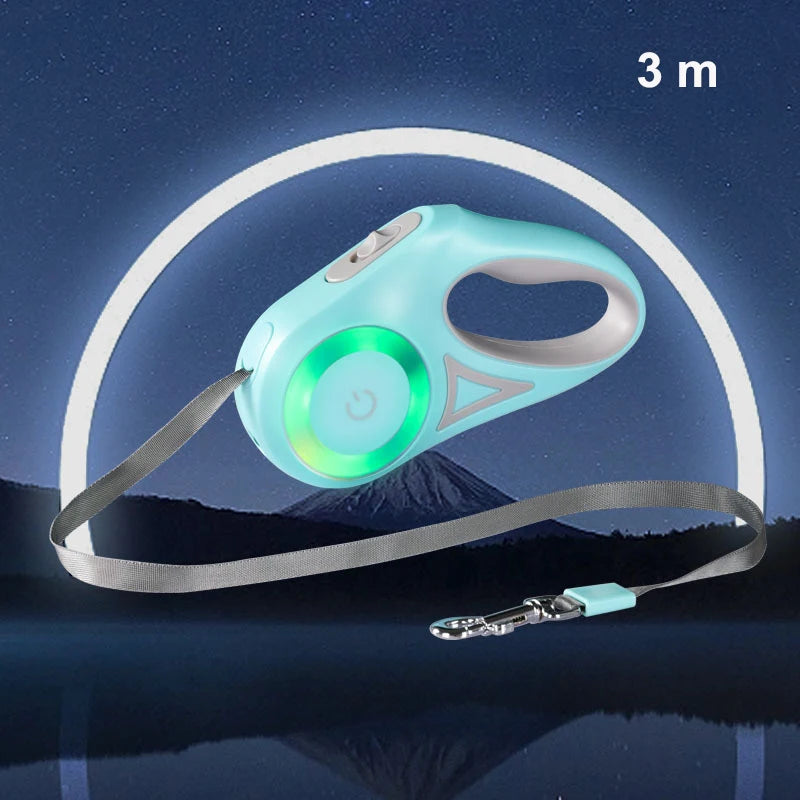 Retractable Dog Leash With Light in Green 3m