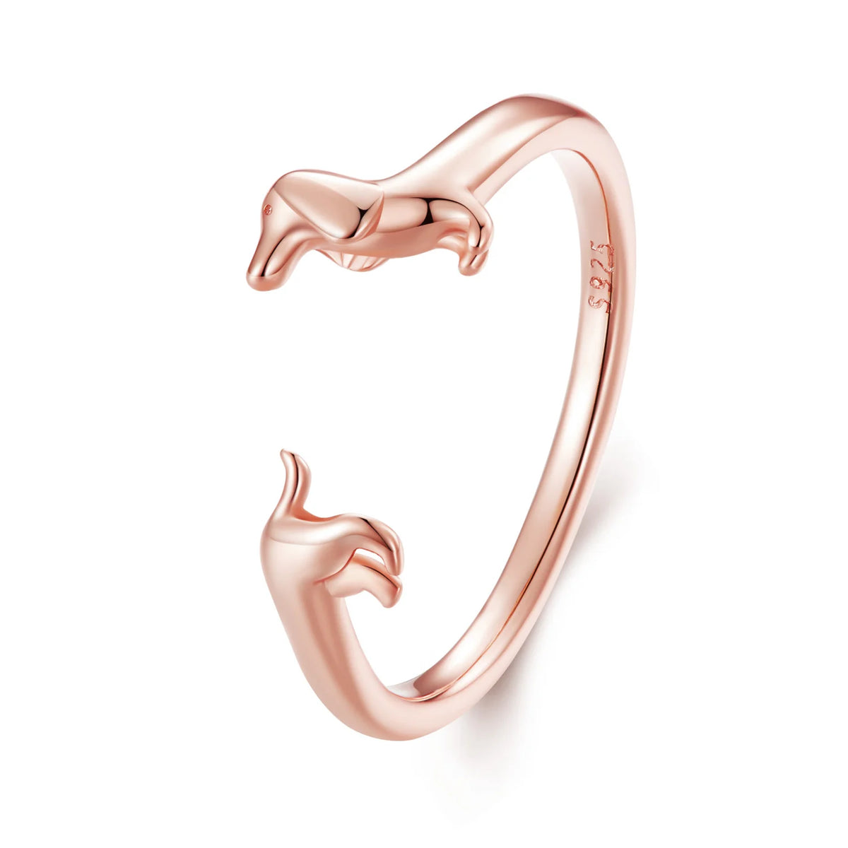 Dachshund Dog Ring in Rose Gold