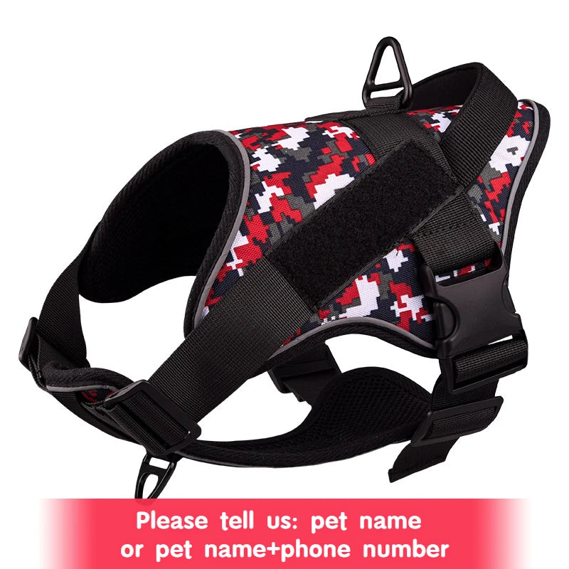 Personalized Dog Harness in Red Camouflage