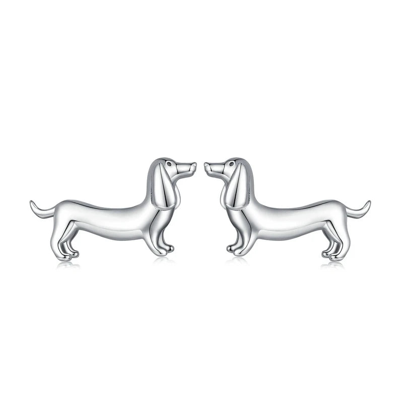 Dachshund Earrings Gold in Silver