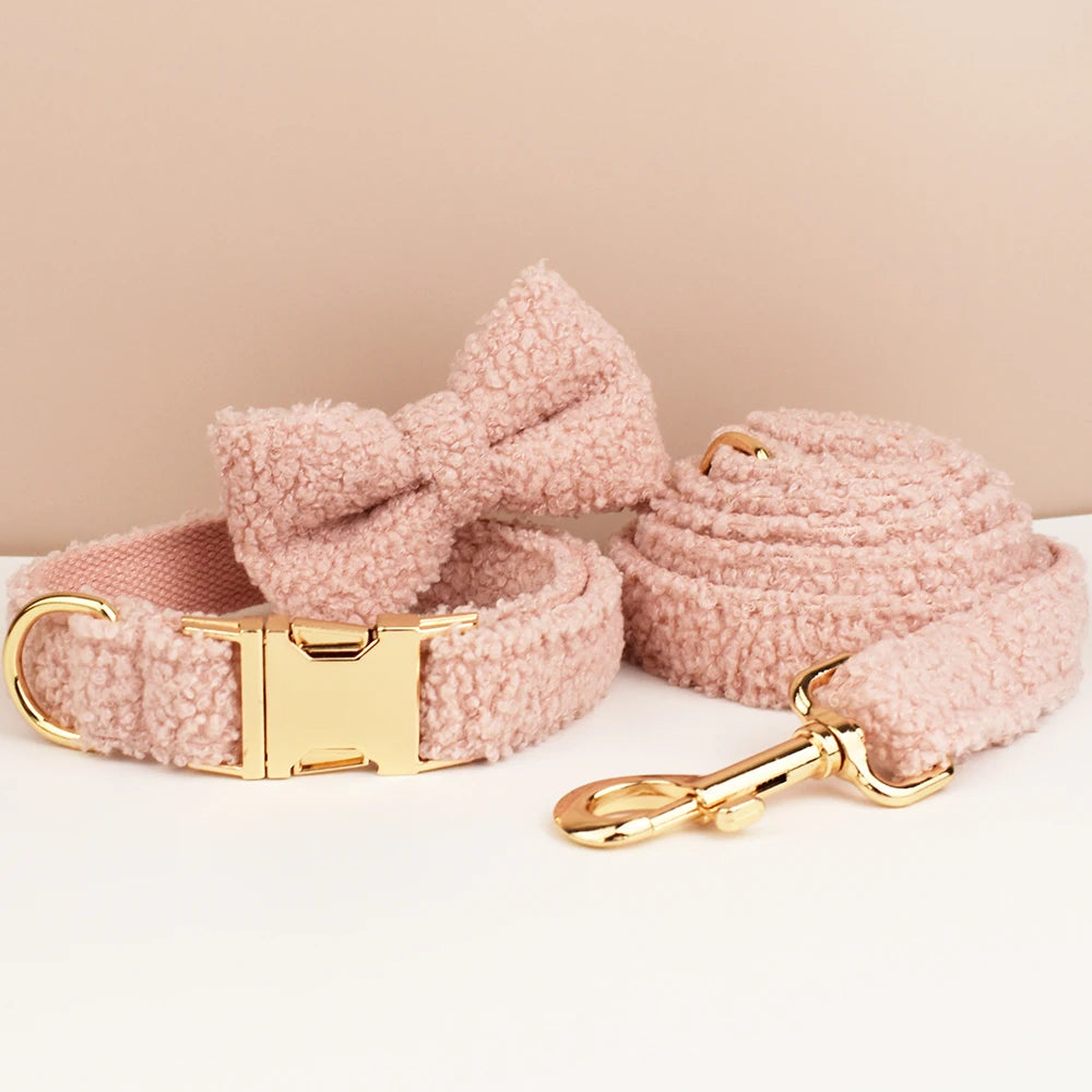 Pink Dog Harness & Leash in Bow Collar & Leash