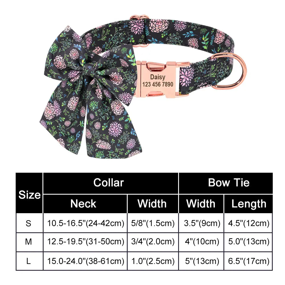Dog Collar Bow in Black Flower