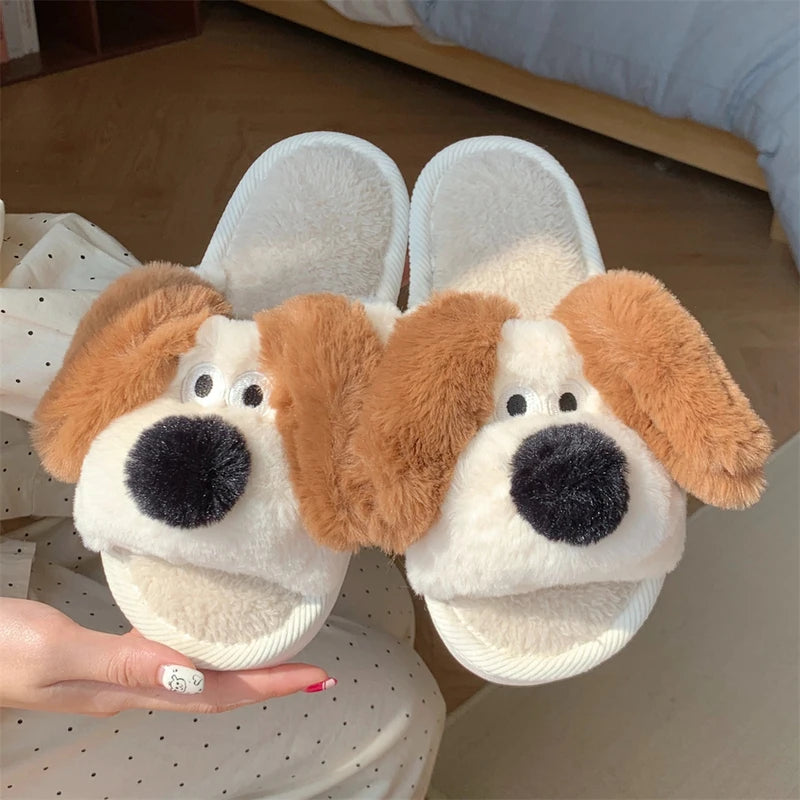 Puppy Dog Slippers in One Piece Off White