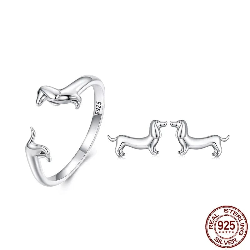 Dog Earrings & Ring