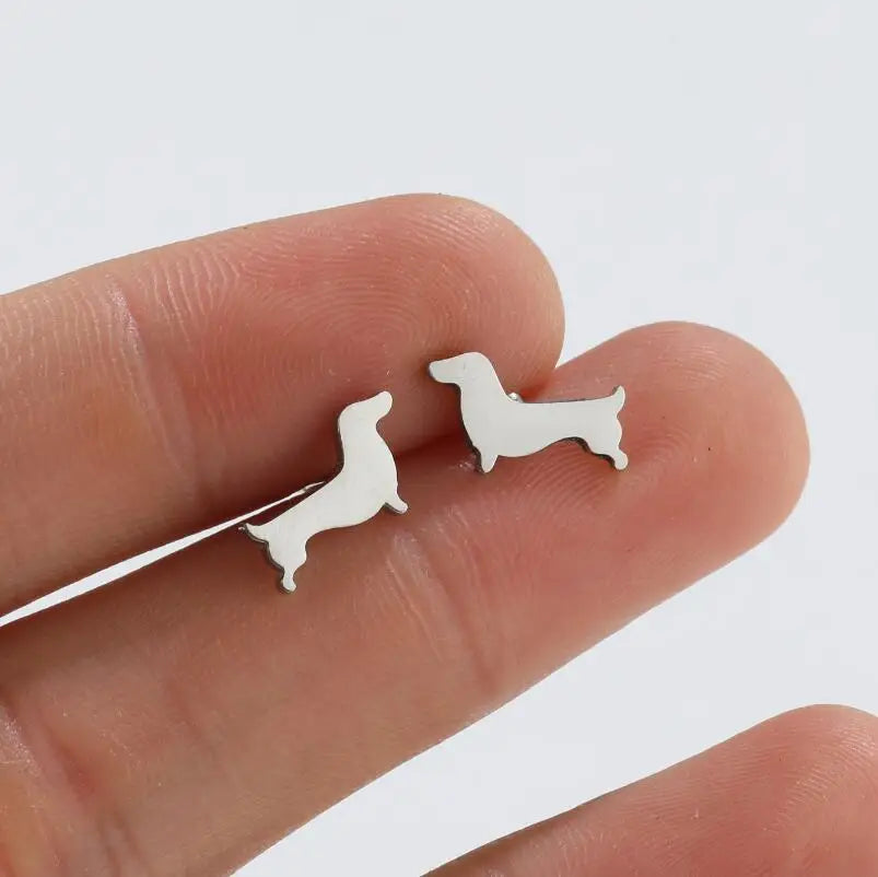 Dog Earrings in Silver