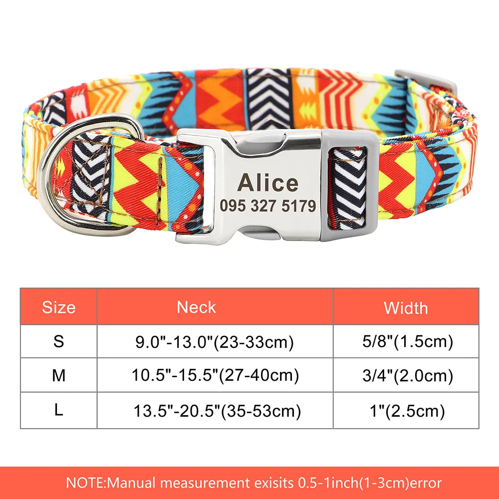 Personalized Nylon Dog Collar in Multi Color Orange