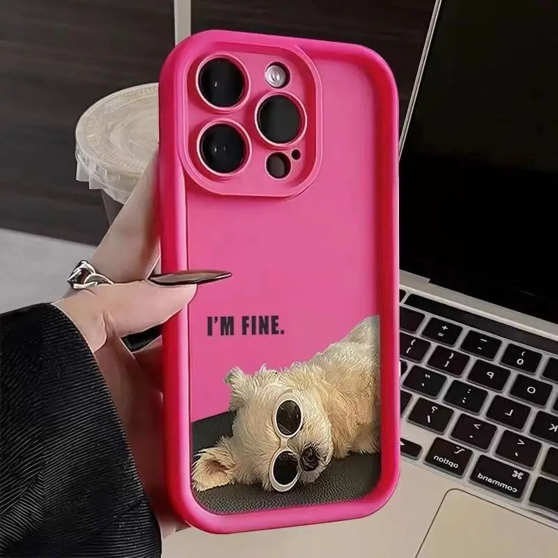 Dog Silicone iPhone Cases in Rose Red