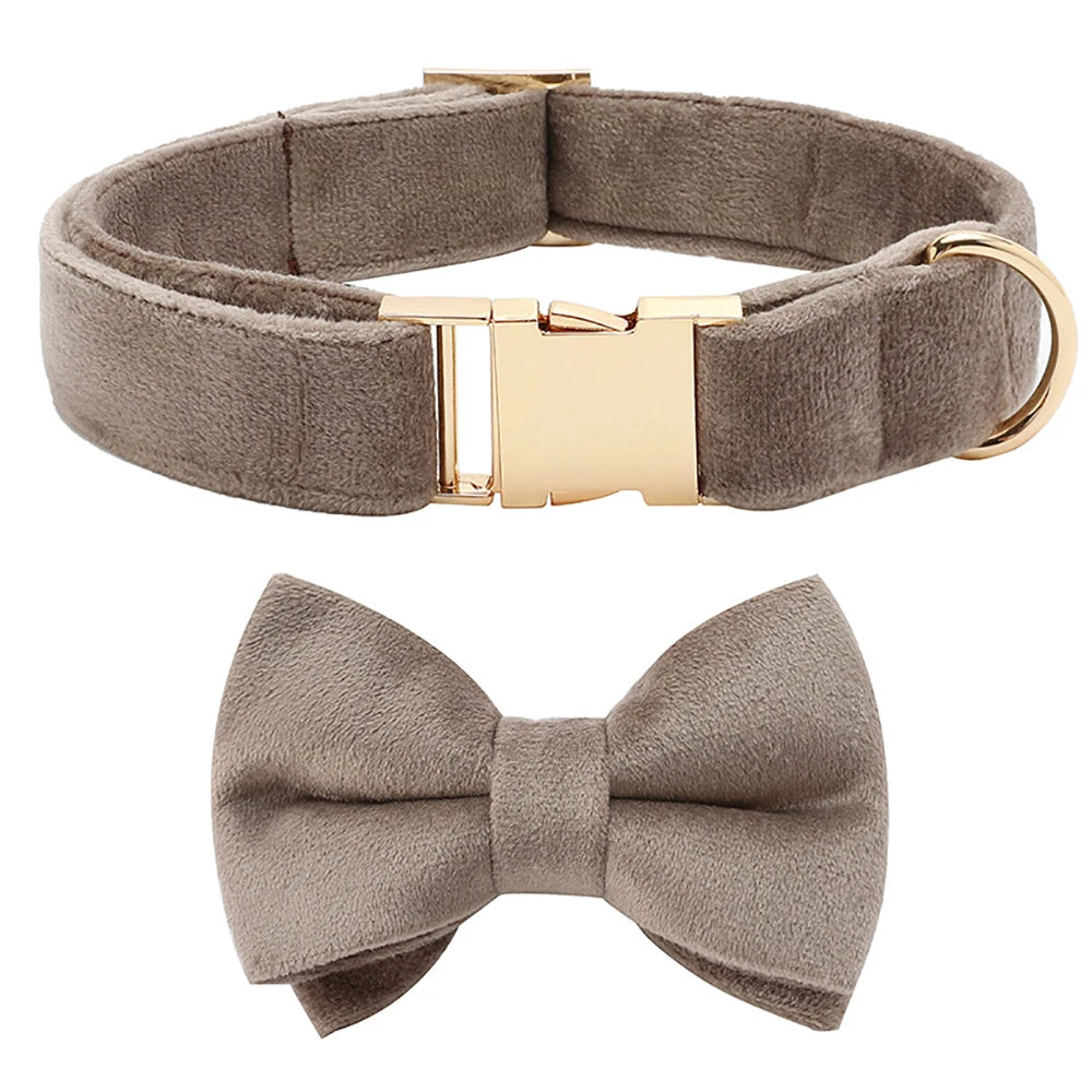 Personalized Cute Dog Collar in Bow Collar Gray