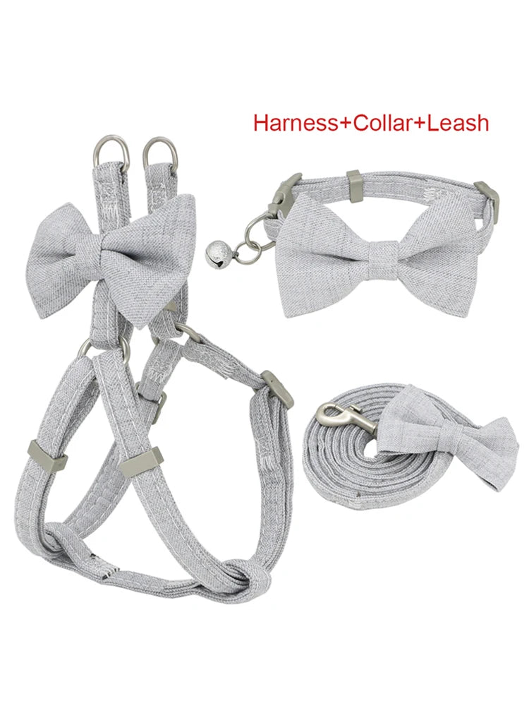 Small Dog Harness And Leash in Gray