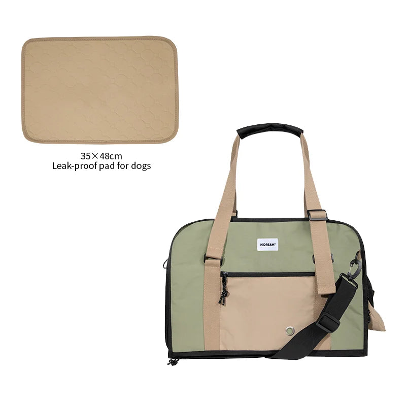 Small Dog Carrier Bag in Green With Urine Pad