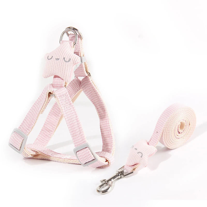 Cute Small Dog Harness in Starfish Pink