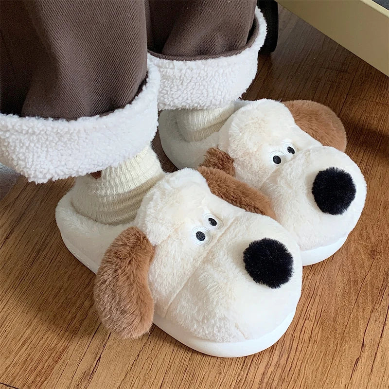 Puppy Dog Slippers in Baotou Beige